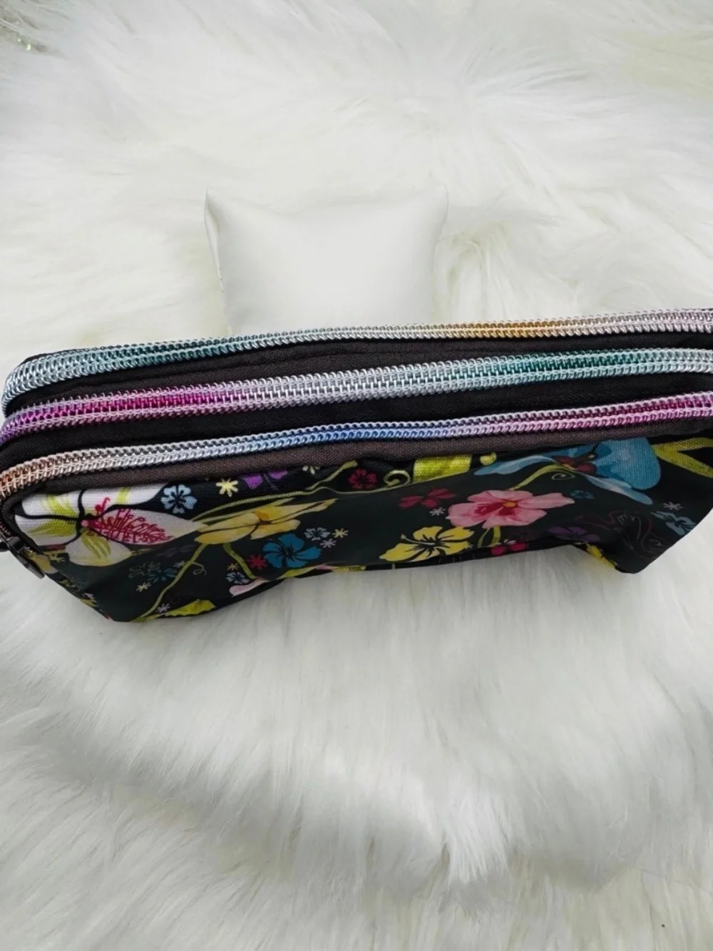 Floral Print Small Purse or Makeup Cosmetic Wristlet